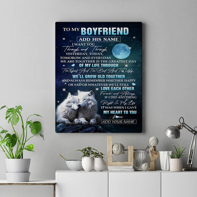 Personalized To My Boyfriend Canvas From Girlfriend I Want You Wolf Boyfriend Birthday For Him Gifts Anniversary Valentines Christmas Custom Wall Art Framed Canvas | siriusteestore