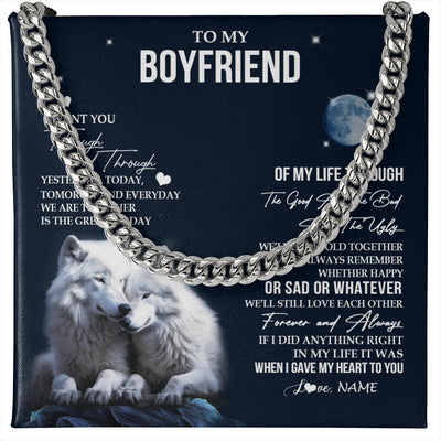 Cuban Link Chain Necklace Stainless Steel | 1 | Personalized To My Boyfriend Canvas From Girlfriend I Want You Wolf Boyfriend Birthday Gifts Anniversary Valentines Day Christmas Custom Wall Art Print Framed Canvas | siriusteestore
