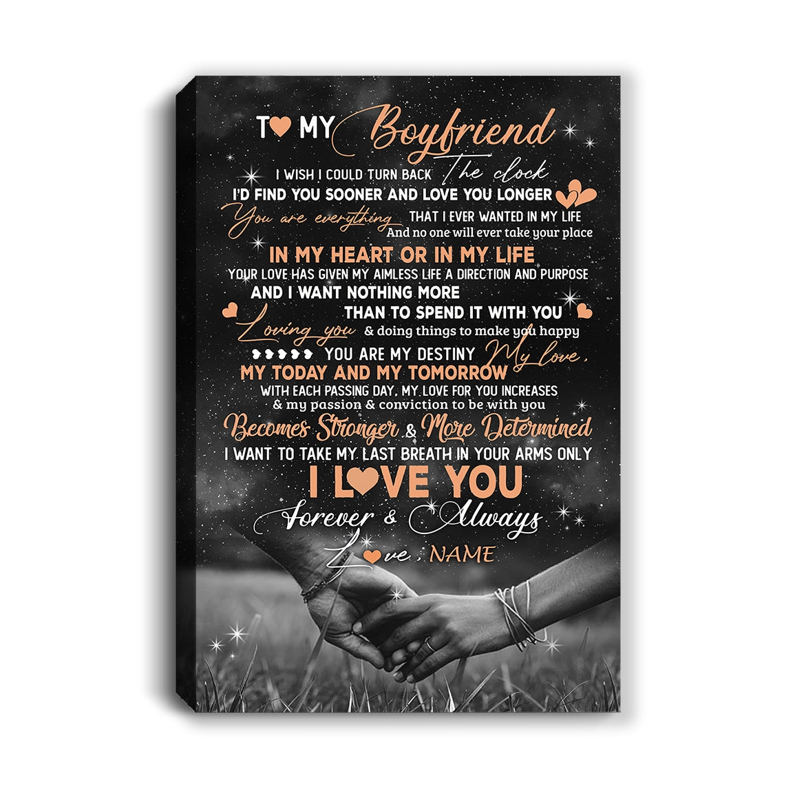 Personalized To My Boyfriend Canvas From Girlfriend Love You Longer Boyfriend Birthday Gift Anniversary Valentines Day Christmas Custom Wall Art Print Framed Canvas | siriusteestore