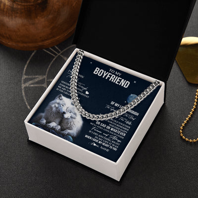 Cuban Link Chain Necklace Stainless Steel | 2 | Personalized To My Boyfriend Necklace From Girlfriend I Want You Wolf Boyfriend Birthday Anniversary Valentines Day Christmas Customized Gift Box Message Card | siriusteestore