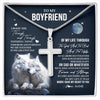 Stainless Cross Necklace Stainless Steel | 1 | Personalized To My Boyfriend Necklace From Girlfriend I Want You Wolf Boyfriend Birthday Anniversary Valentines Day Christmas Customized Gift Box Message Card | siriusteestore