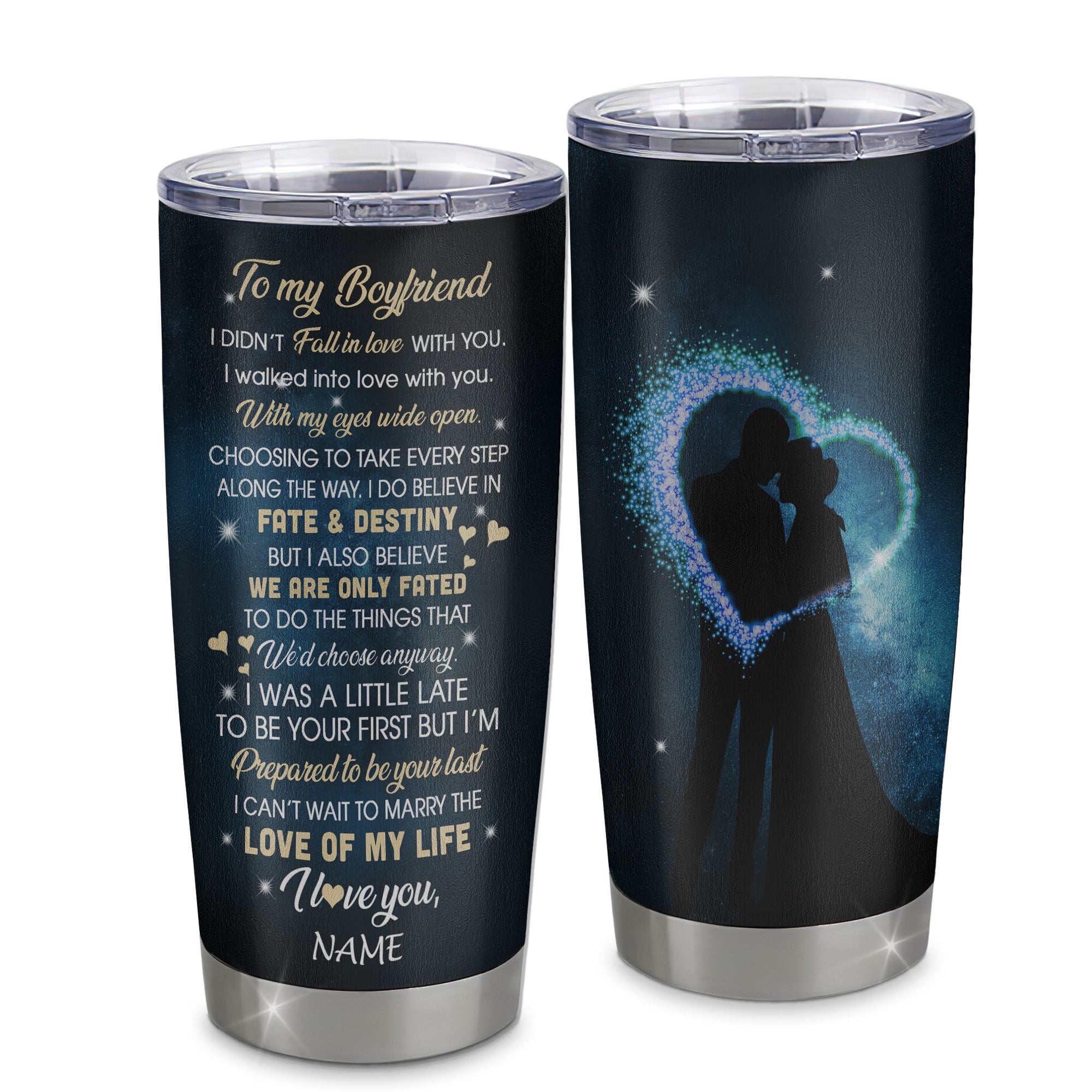 Personalized To My Boyfriend Tumbler Fall In Love With You Future Husband Birthday Anniversary Romantic Gift Valentines Day Christmas Custom Travel Mug | siriusteestore