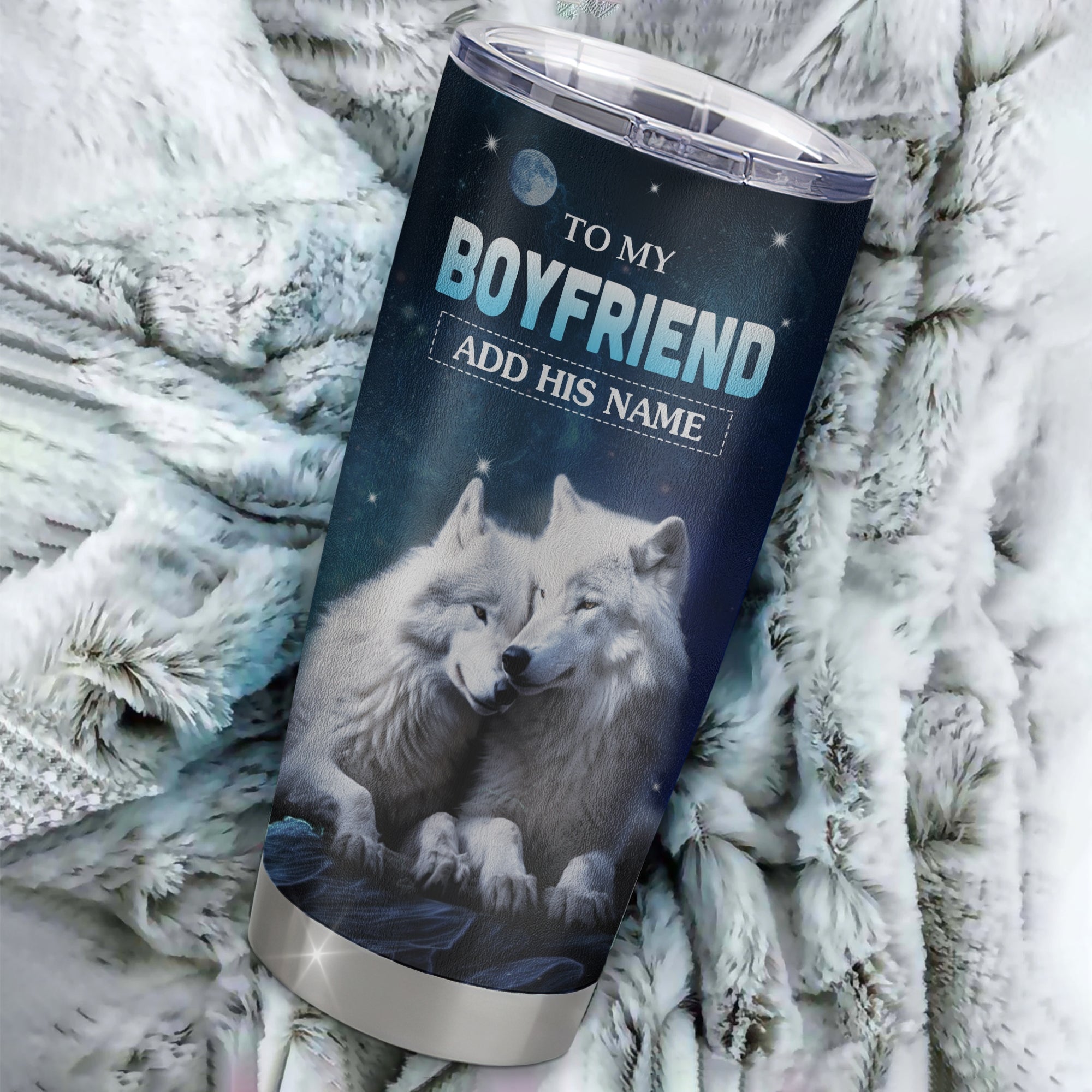 Personalized To My Boyfriend Tumbler From Girlfriend I Want You Wolf Boyfriend Birthday For Him Gifts Anniversary Valentines Christmas Custom Stainless Steel Travel Mug | siriusteestore