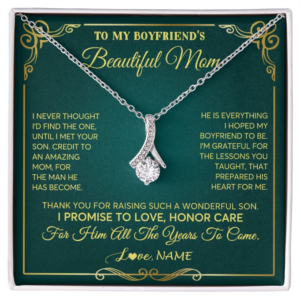 Alluring Beauty Necklace | Personalized To My Boyfriend's Beautiful Mom Necklace From Daughter Thannk You Mother In Law Mothers Day Birthday Christmas Customized Gift Box Message Card | siriusteestore