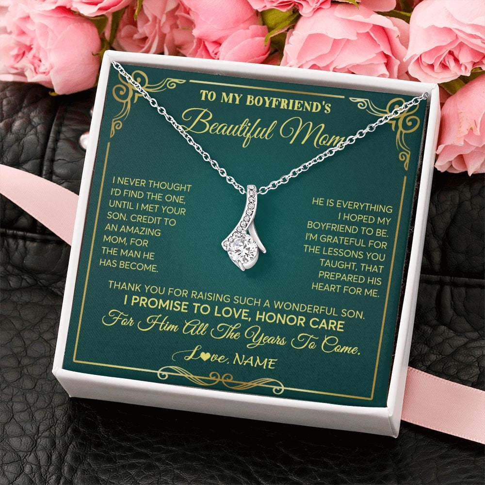 Alluring Beauty Necklace | Personalized To My Boyfriend's Beautiful Mom Necklace From Daughter Thannk You Mother In Law Mothers Day Birthday Christmas Customized Gift Box Message Card | siriusteestore