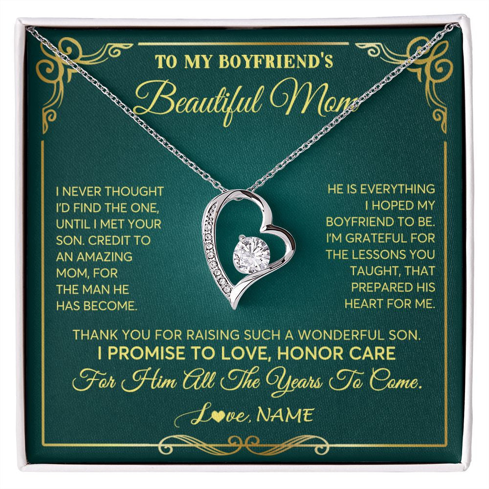 Forever Love Necklace | Personalized To My Boyfriend's Beautiful Mom Necklace From Daughter Thannk You Mother In Law Mothers Day Birthday Christmas Customized Gift Box Message Card | siriusteestore