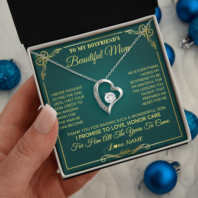 Forever Love Necklace | Personalized To My Boyfriend's Beautiful Mom Necklace From Daughter Thannk You Mother In Law Mothers Day Birthday Christmas Customized Gift Box Message Card | siriusteestore
