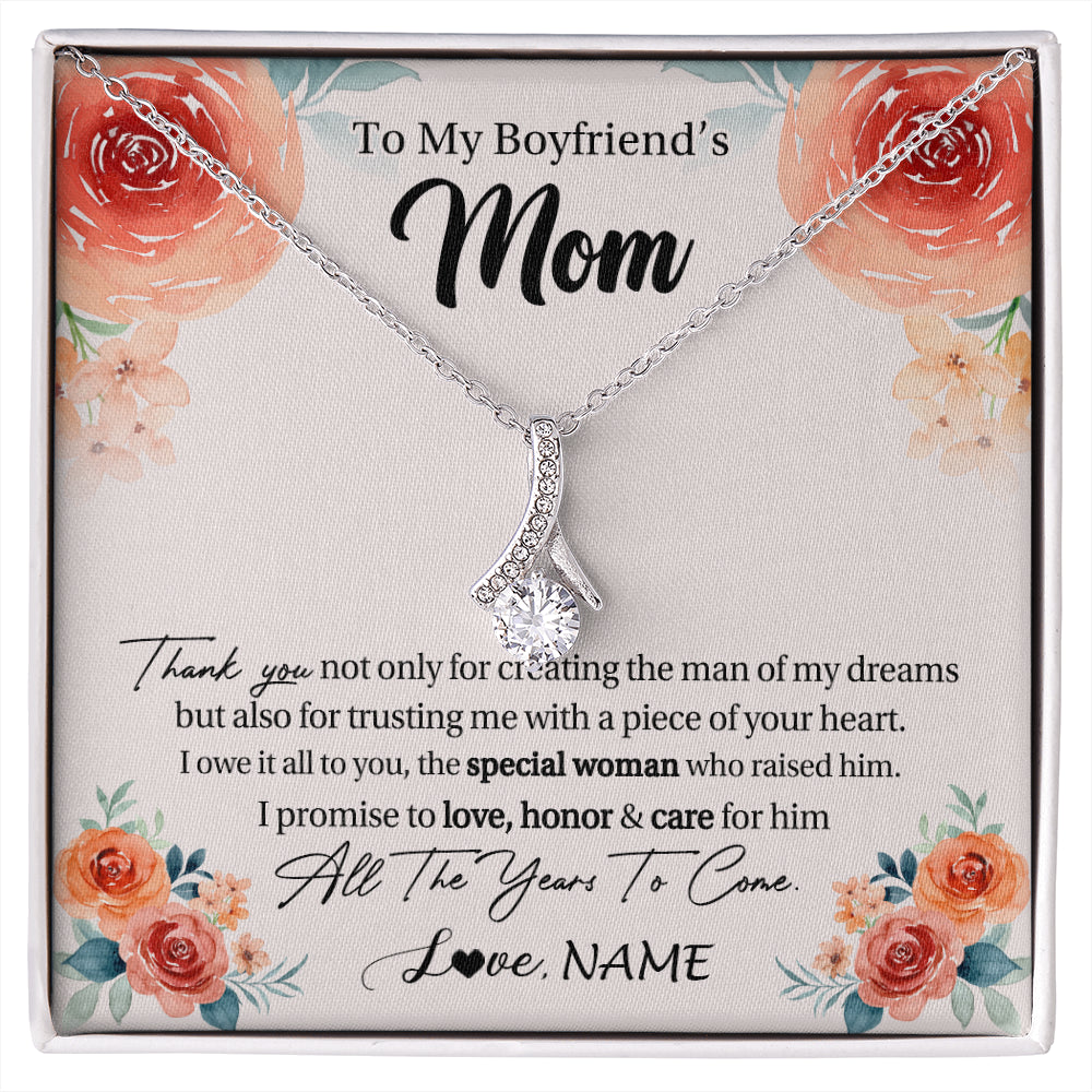 Alluring Beauty Necklace 14K White Gold Finish | 1 | Personalized To My Boyfriend's Mom Gifts Necklace Thank You Birthday Gifts For Boyfriends Mom Mother In Law Mothers Day Jewelry Gift Box Message Card | siriusteestore