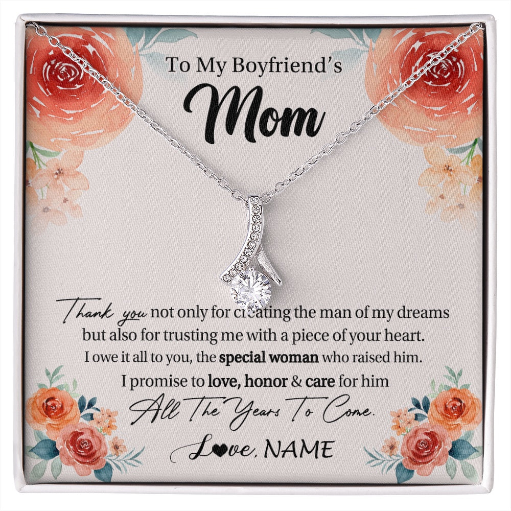 Alluring Beauty Necklace 14K White Gold Finish | 1 | Personalized To My Boyfriend's Mom Gifts Necklace Thank You Birthday Gifts For Boyfriends Mom Mother In Law Mothers Day Jewelry Gift Box Message Card | https://siriusteestore.