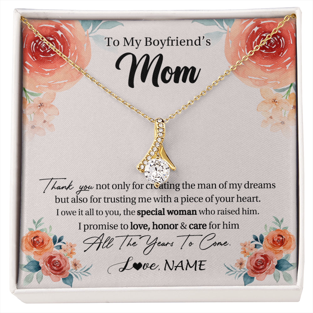 Alluring Beauty Necklace 18K Yellow Gold Finish | 1 | Personalized To My Boyfriend's Mom Gifts Necklace Thank You Birthday Gifts For Boyfriends Mom Mother In Law Mothers Day Jewelry Gift Box Message Card | siriusteestore