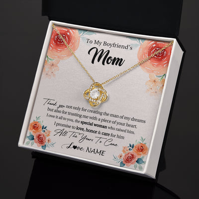 Love Knot Necklace 18K Yellow Gold Finish | 2 | Personalized To My Boyfriend's Mom Gifts Necklace Thank You Birthday Gifts For Boyfriends Mom Mother In Law Mothers Day Jewelry Gift Box Message Card | siriusteestore