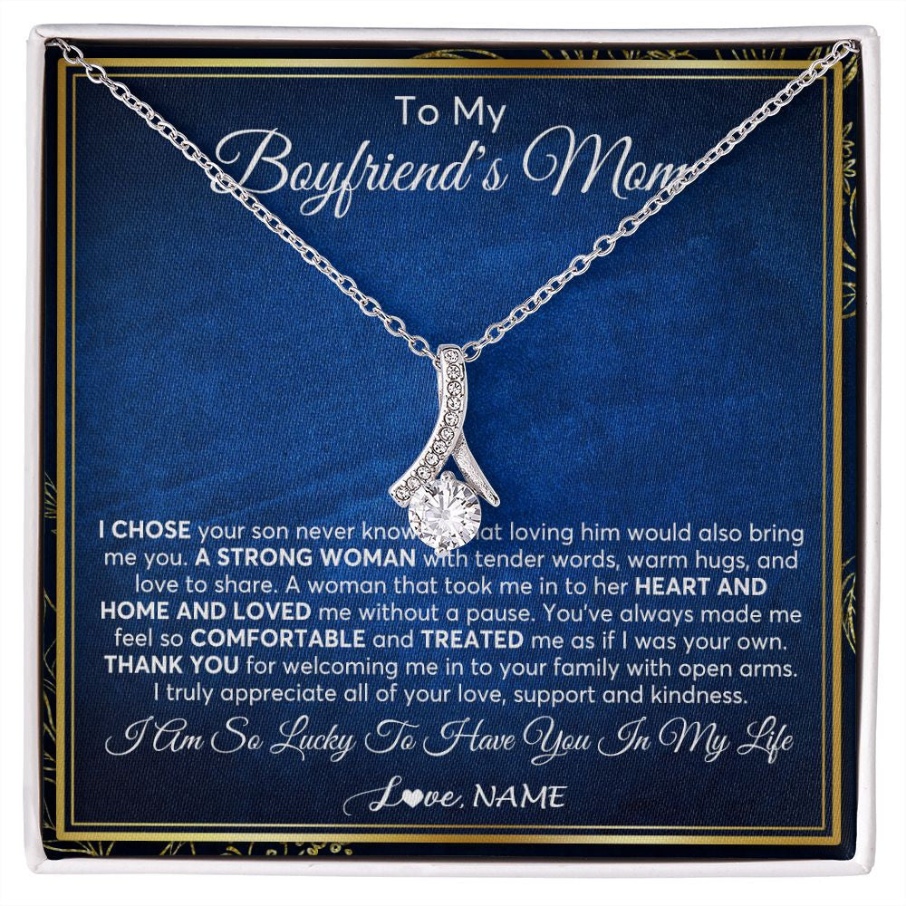 Alluring Beauty Necklace | Personalized To My Boyfriend's Mom Necklace From Daughter A Strong Women Mother In Law Birthday Mothers Day Christmas Customized Gift Box Message Card | siriusteestore