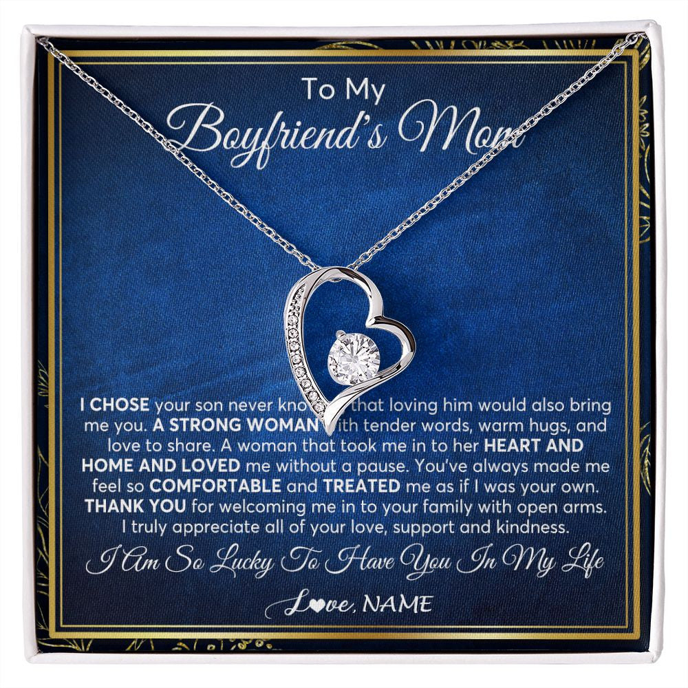 Forever Love Necklace | Personalized To My Boyfriend's Mom Necklace From Daughter A Strong Women Mother In Law Birthday Mothers Day Christmas Customized Gift Box Message Card | siriusteestore
