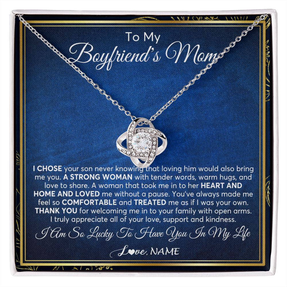 Love Knot Necklace | Personalized To My Boyfriend's Mom Necklace From Daughter A Strong Women Mother In Law Birthday Mothers Day Christmas Customized Gift Box Message Card | siriusteestore
