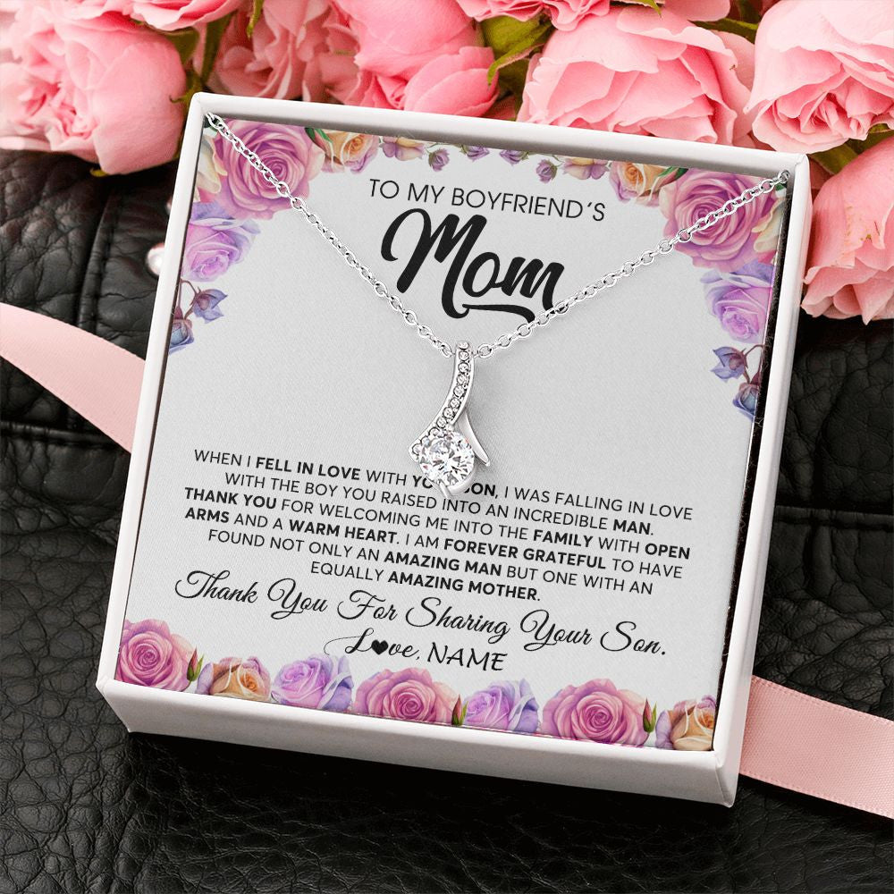 Alluring Beauty Necklace | Personalized To My Boyfriend's Mom Necklace From Daughter A Warm Heart Mother In Law Mothers Day Wedding Birthday Christmas Customized Gift Box Message Card | siriusteestore