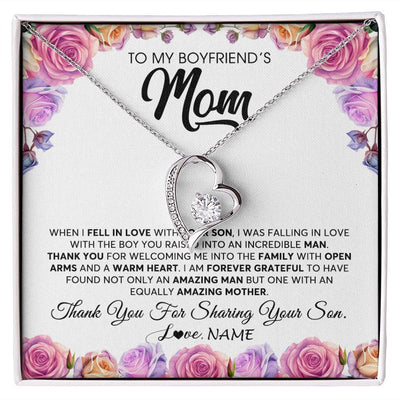 Forever Love Necklace | Personalized To My Boyfriend's Mom Necklace From Daughter A Warm Heart Mother In Law Mothers Day Wedding Birthday Christmas Customized Gift Box Message Card | siriusteestore