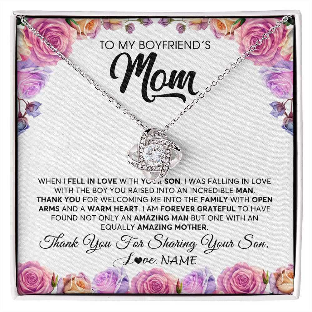 Love Knot Necklace | Personalized To My Boyfriend's Mom Necklace From Daughter A Warm Heart Mother In Law Mothers Day Wedding Birthday Christmas Customized Gift Box Message Card | siriusteestore