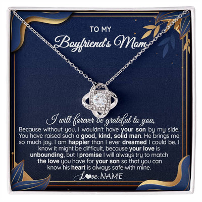 Love Knot Necklace 14K White Gold Finish | 1 | Personalized To My Boyfriend's Mom Necklace From Daugter Grateful Gifts For Boyfriends Mom Jewelry Birthday Wedding Christmas Customized Gift Box Message Card | siriusteestore