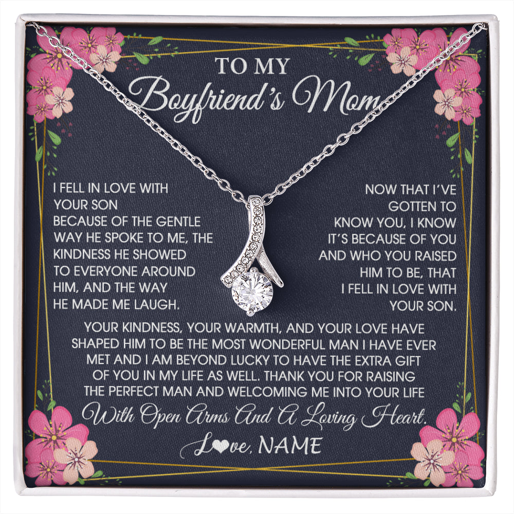 Alluring Beauty Necklace 14K White Gold Finish | 1 | Personalized To My Boyfriend's Mom Necklace Gifts Thank You Welcoming Me Mother In Law Mother Of The Groom Birthday Wedding Customized Gift Box Message Card | siriusteestore