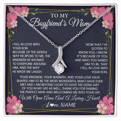 Alluring Beauty Necklace 14K White Gold Finish | 1 | Personalized To My Boyfriend's Mom Necklace Gifts Thank You Welcoming Me Mother In Law Mother Of The Groom Birthday Wedding Customized Gift Box Message Card | siriusteestore
