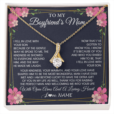 Alluring Beauty Necklace 18K Yellow Gold Finish | 1 | Personalized To My Boyfriend's Mom Necklace Gifts Thank You Welcoming Me Mother In Law Mother Of The Groom Birthday Wedding Customized Gift Box Message Card | siriusteestore