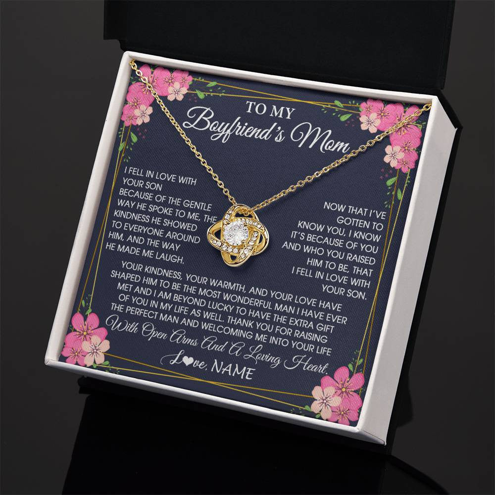 Love Knot Necklace 18K Yellow Gold Finish | 2 | Personalized To My Boyfriend's Mom Necklace Gifts Thank You Welcoming Me Mother In Law Mother Of The Groom Birthday Wedding Customized Gift Box Message Card | siriusteestore