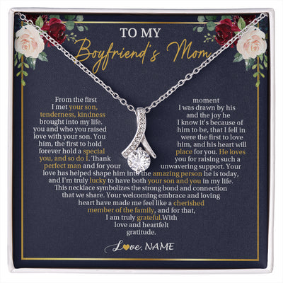 Alluring Beauty Necklace 14K White Gold Finish | 1 | Personalized To My Boyfriend's Mom Necklace Gifts Truly Grateful Mother In Law Mothers Day Birthday Gifts Wedding Presents Customized Gift Box Message Card | siriusteestore