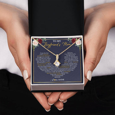 Alluring Beauty Necklace 18K Yellow Gold Finish | 2 | Personalized To My Boyfriend's Mom Necklace Gifts Truly Grateful Mother In Law Mothers Day Birthday Gifts Wedding Presents Customized Gift Box Message Card | siriusteestore