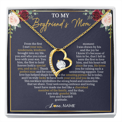 Forever Love Necklace 18K Yellow Gold Finish | 1 | Personalized To My Boyfriend's Mom Necklace Gifts Truly Grateful Mother In Law Mothers Day Birthday Gifts Wedding Presents Customized Gift Box Message Card | siriusteestore
