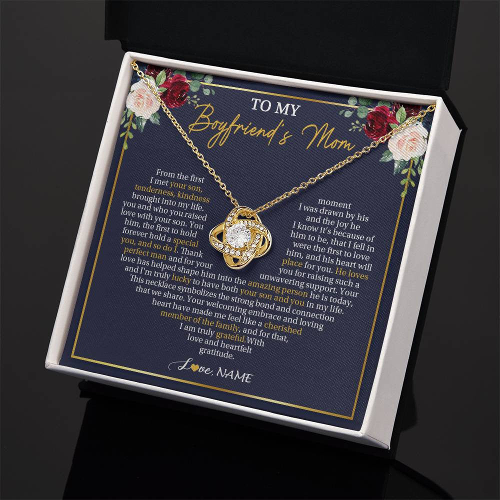 Love Knot Necklace 18K Yellow Gold Finish | 2 | Personalized To My Boyfriend's Mom Necklace Gifts Truly Grateful Mother In Law Mothers Day Birthday Gifts Wedding Presents Customized Gift Box Message Card | siriusteestore
