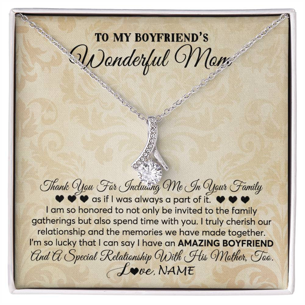 Alluring Beauty Necklace | Personalized To My Boyfriend's Mom Necklace Thank You Including Me In Your Family Mother In Law Mothers Day Christmas Jewelry Customized Gift Box Message Card | siriusteestore