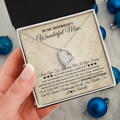 Forever Love Necklace | Personalized To My Boyfriend's Mom Necklace Thank You Including Me In Your Family Mother In Law Mothers Day Christmas Jewelry Customized Gift Box Message Card | siriusteestore