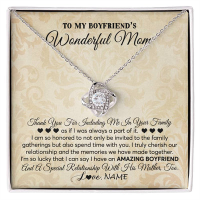 Love Knot Necklace | Personalized To My Boyfriend's Mom Necklace Thank You Including Me In Your Family Mother In Law Mothers Day Christmas Jewelry Customized Gift Box Message Card | siriusteestore