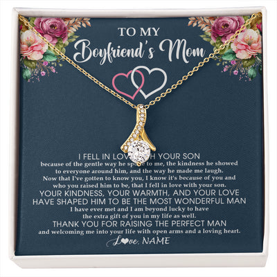 Alluring Beauty Necklace 18K Yellow Gold Finish | 1 | Personalized To My Boyfriend's Mom Necklace Thank You Mother In Law Mother Of The Groom Birthday Wedding Mothers Day Christmas Customized Gift Box Message Card | siriusteestore