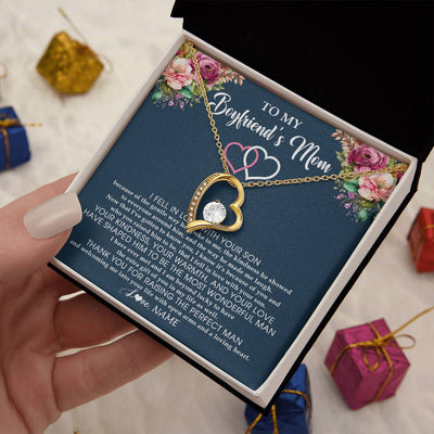 Forever Love Necklace 18K Yellow Gold Finish | 2 | Personalized To My Boyfriend's Mom Necklace Thank You Mother In Law Mother Of The Groom Birthday Wedding Mothers Day Christmas Customized Gift Box Message Card | siriusteestore