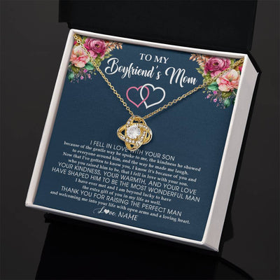 Love Knot Necklace 18K Yellow Gold Finish | 2 | Personalized To My Boyfriend's Mom Necklace Thank You Mother In Law Mother Of The Groom Birthday Wedding Mothers Day Christmas Customized Gift Box Message Card | siriusteestore