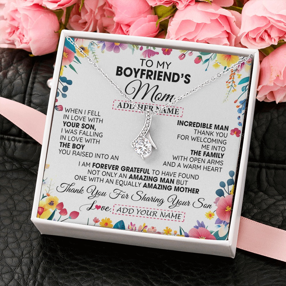 Alluring Beauty Necklace 14K White Gold Finish | 2 | Personalized To My Boyfriends Mom Gifts Necklace Mothers Day Gifts For Boyfriends Mom From Girlfriend Mother In Law Birthday Christmas Gift Box Message Card | siriusteestore.myshopify