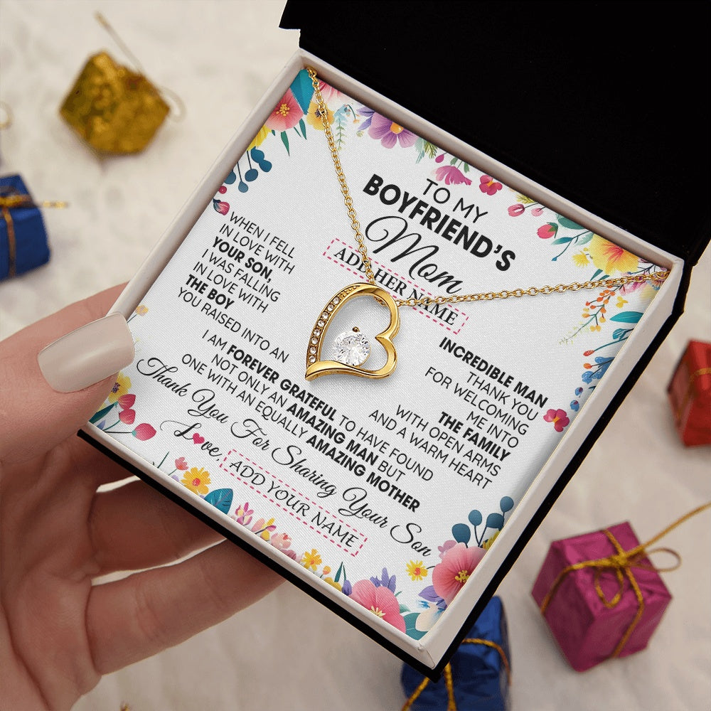 Forever Love Necklace 18K Yellow Gold Finish | 2 | Personalized To My Boyfriends Mom Gifts Necklace Mothers Day Gifts For Boyfriends Mom From Girlfriend Mother In Law Birthday Christmas Gift Box Message Card | siriusteestore.myshopify