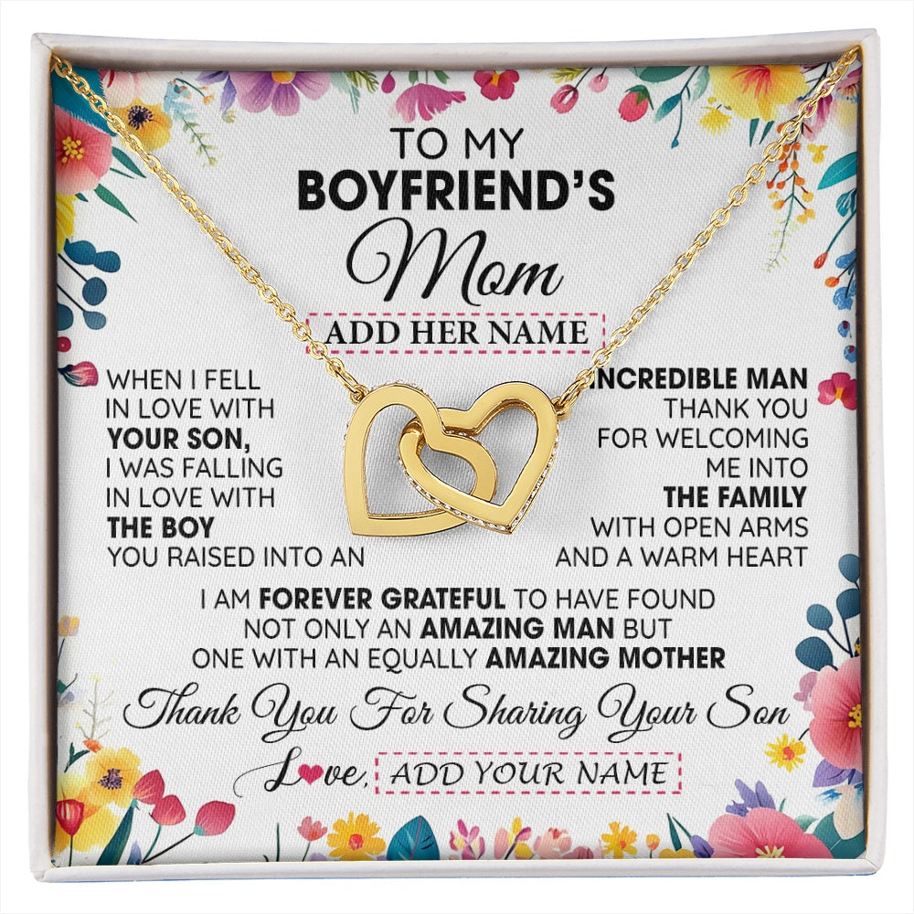 Interlocking Hearts Necklace 18K Yellow Gold Finish | 1 | Personalized To My Boyfriends Mom Gifts Necklace Mothers Day Gifts For Boyfriends Mom From Girlfriend Mother In Law Birthday Christmas Gift Box Message Card | siriusteestore.myshopify