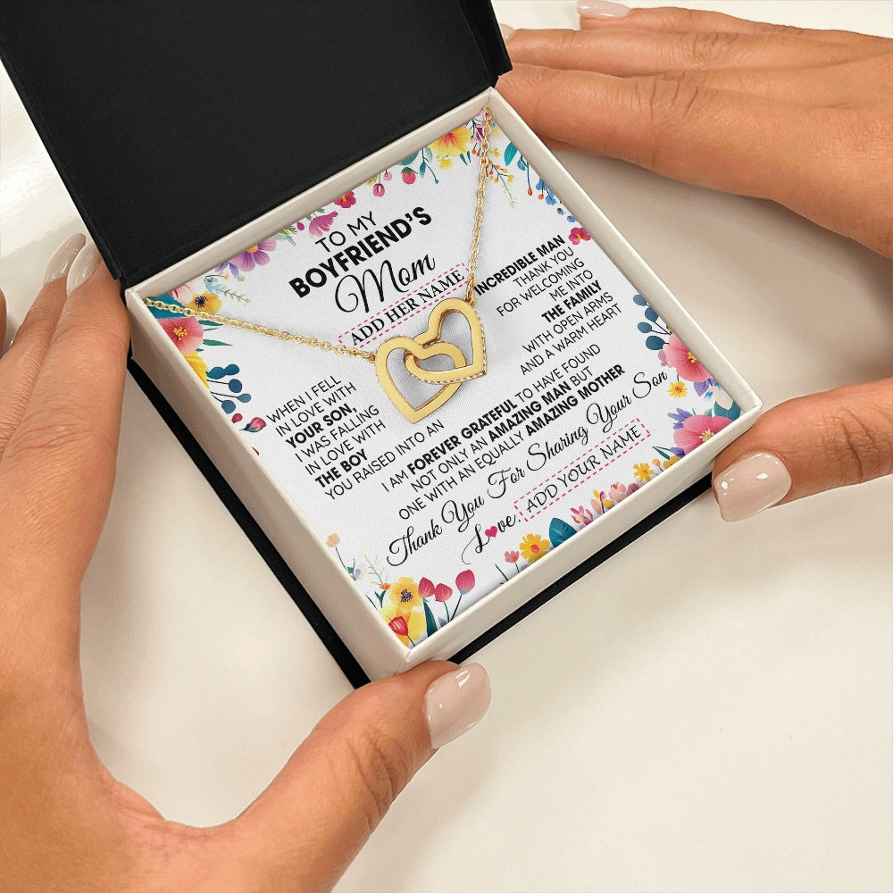 Interlocking Hearts Necklace 18K Yellow Gold Finish | 2 | Personalized To My Boyfriends Mom Gifts Necklace Mothers Day Gifts For Boyfriends Mom From Girlfriend Mother In Law Birthday Christmas Gift Box Message Card | siriusteestore.myshopify