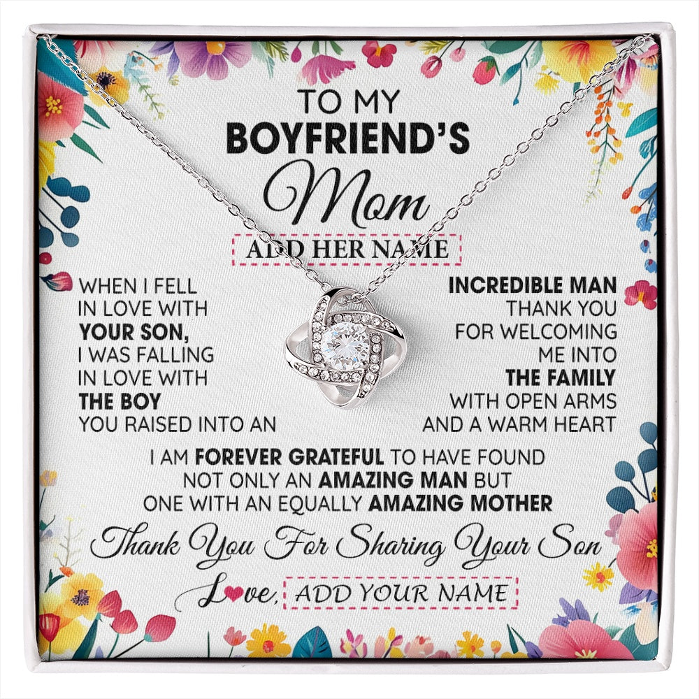 Love Knot Necklace 14K White Gold Finish | 1 | Personalized To My Boyfriends Mom Gifts Necklace Mothers Day Gifts For Boyfriends Mom From Girlfriend Mother In Law Birthday Christmas Gift Box Message Card | siriusteestore.myshopify