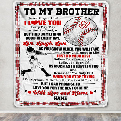 Personalized To My Brother Blanket From Sister I Believe In You Baseball Brother Birthday Graduation Christmas Customized Bed Fleece Throw Blanket | siriusteestore
