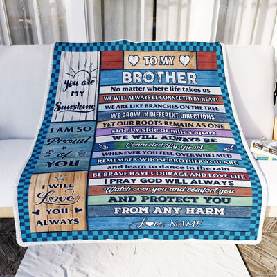 Personalized To My Brother Blanket From Sister Wood No Matter Where Life Takes Us Soul Sister Birthday Christmas Graduation Customized Fleece Throw Blanket | siriusteestore
