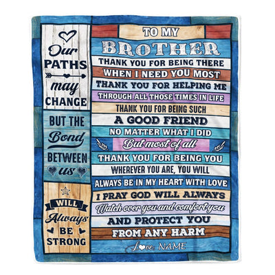 Personalized To My Brother Blanket From Sister Wood Thank You For Being There Big Brother Gift Birthday Christmas Graduation Customized Fleece Throw Blanket | siriusteestore