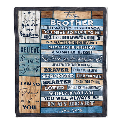 Personalized To My Brother Blanket From Sister Wood You Will Always Be In My Heart Brother Birthday Christmas Graduation Customized Bed Fleece Throw Blanket | siriusteestore