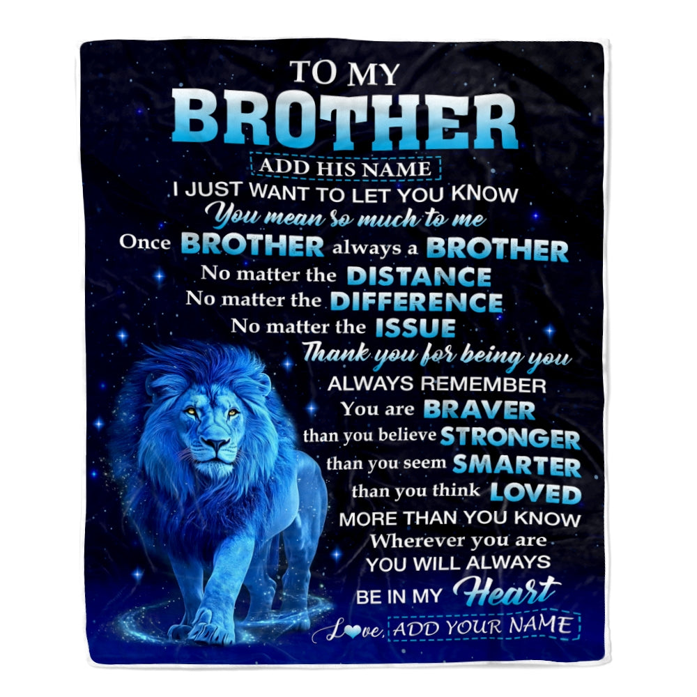 Personalized To My Brother Gifts From Sister Blanket Lion Always A Big Brother Birthday Gifts Graduation Ideas Presents Christmas Gift Custom Fleece Blanket | siriusteestore