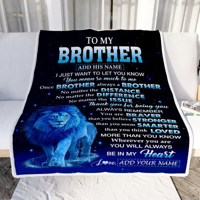 Personalized To My Brother Gifts From Sister Blanket Lion Always A Big Brother Birthday Gifts Graduation Ideas Presents Christmas Gift Custom Fleece Blanket | siriusteestore