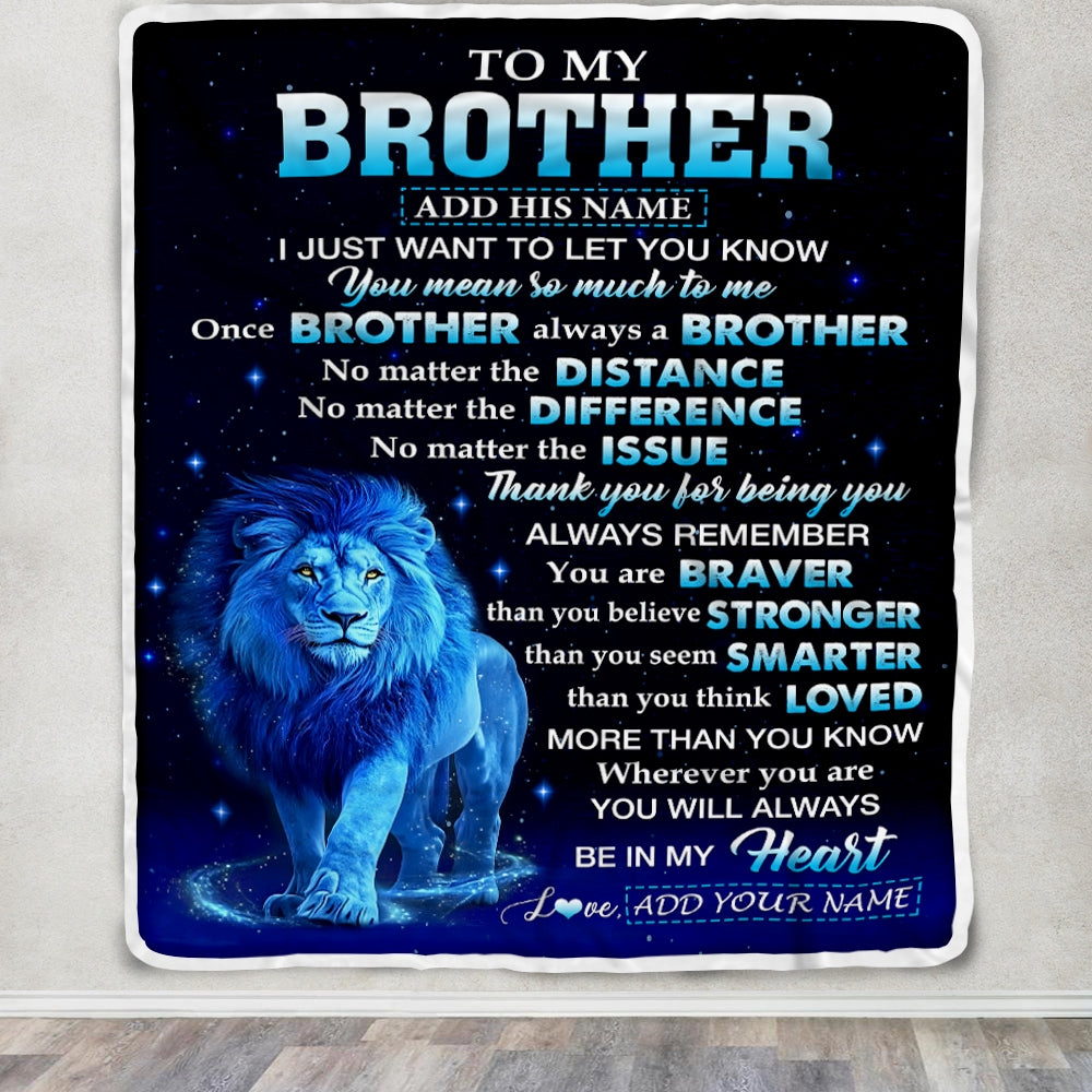 Personalized To My Brother Gifts From Sister Blanket Lion Always A Big Brother Birthday Gifts Graduation Ideas Presents Christmas Gift Custom Fleece Blanket | siriusteestore