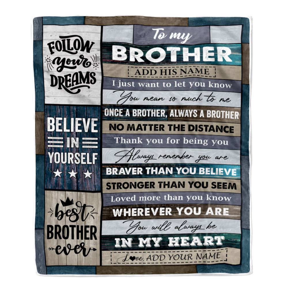 Personalized To My Brother Gifts From Sister Blanket Wood Always A Brother Birthday Gifts Ideas For Brother Graduation Christmas Customized Fleece Blanket | siriusteestore
