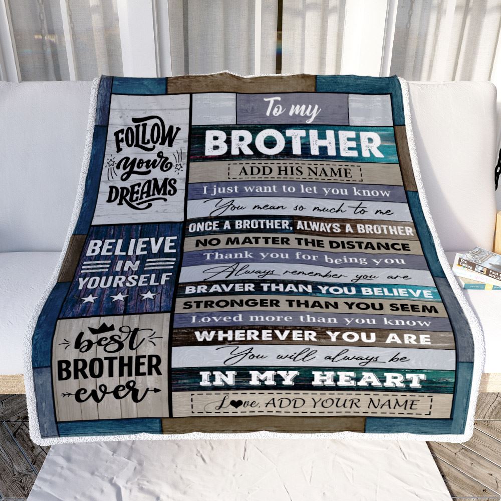Personalized To My Brother Gifts From Sister Blanket Wood Always A Brother Birthday Gifts Ideas For Brother Graduation Christmas Customized Fleece Blanket | siriusteestore